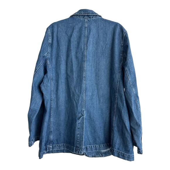 NWT Gap Blue Indigo Denim Blazer one button closing size medium - Picture 7 of 13